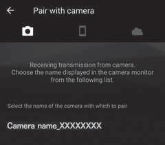 Om du inte anslöt kameran genom att trycka på Skip (Hoppa över) längst upp till höger på skärmen när du startade SnapBridge-appen för första gången trycker