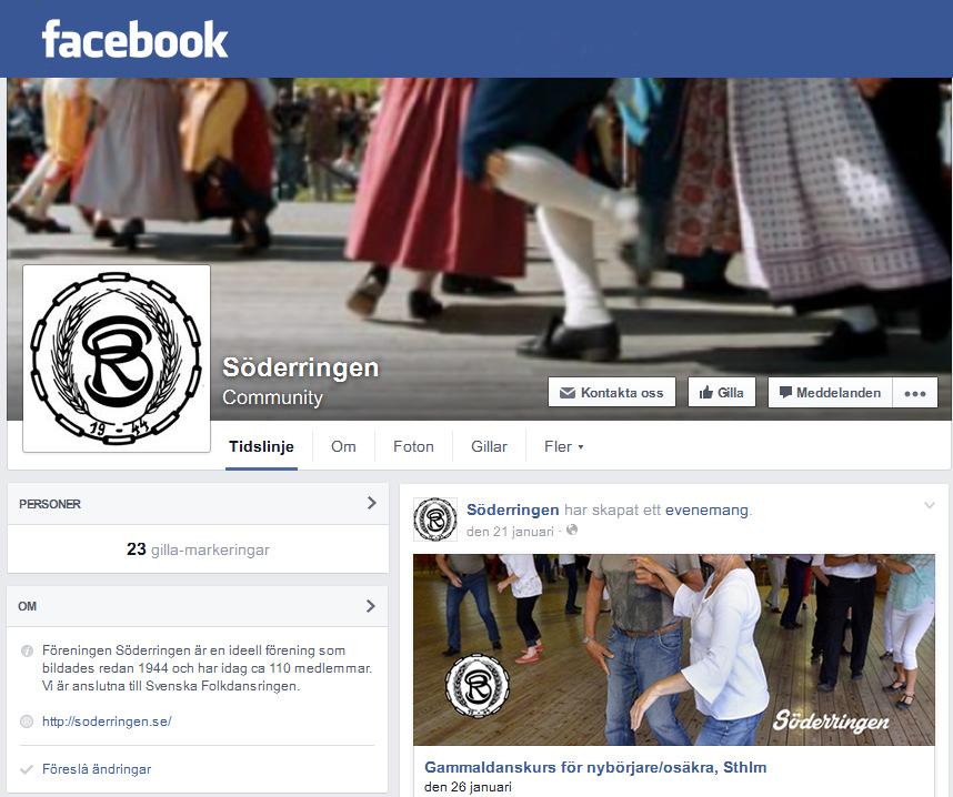 Söderringen på Facebook! Nu syns Söderringen på Facebook! Det ger oss chans att nå ut med vår dansglädje. Tipsa gärna fler om vår Facebook-sida: www.facebook.