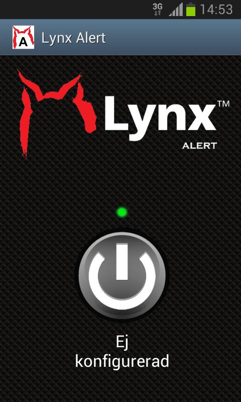 Slå på/av varslingar När man öppnat Lynx Alert applikationen visas skärmbilden till höger. Här kan man välja att slå på eller av inkommande signaler till telefonen.