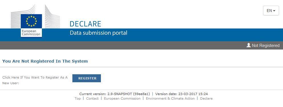 ii. Registrera dig i DECLARE-systemet Information som lämnas i EU Login används automatiskt av systemet