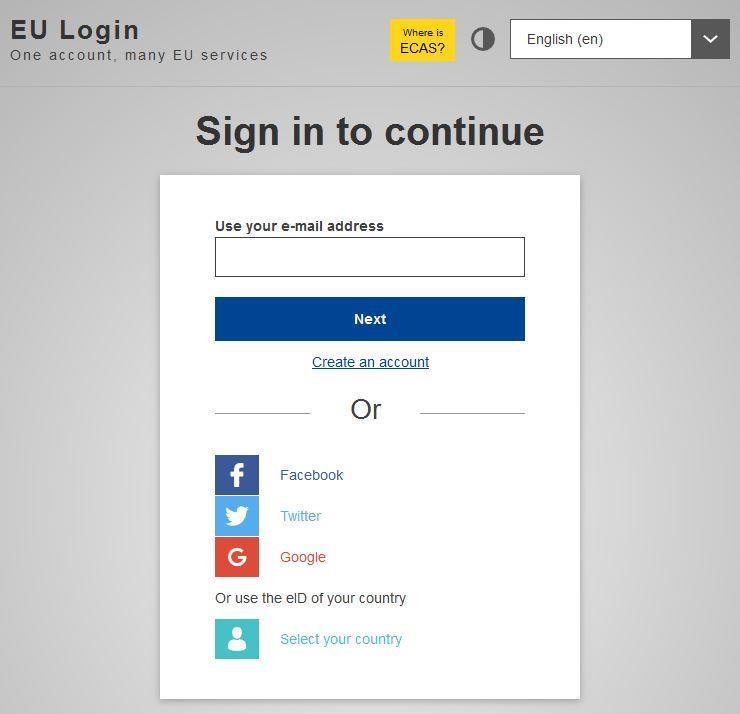 b. Registrering i DECLARE När du har loggat in i EU