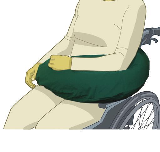 sittande positionering Stor Halvmåne, grön (5013), ger stöd under en funktionsnedsatt arm.