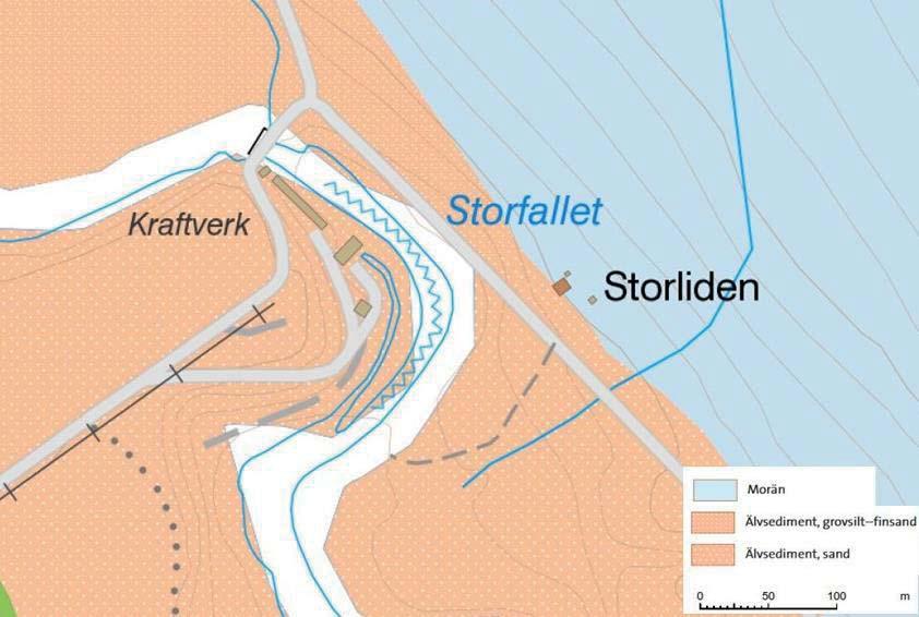 5(27) 2.2 Naturmiljö Åbyälven har höga naturvärden och utgör ett Natura 2000-område. Naturvärdena beskrivs mer ingående i miljökonsevensbeskrivningen. 2.3 Geologi Jordarterna på platsen utgörs av älvsediment i form av grovsilt-finsand och sand närmast älvfåran (orange) och morän längre ifrån (blå).