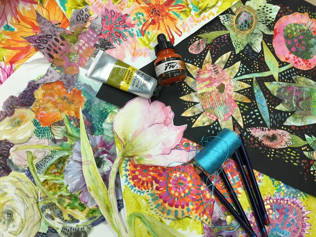 Mixed Media Flowers En heldags kurs där vi ska ha blommor som huvudmotiv. Med en kombination av olika målarfärger, pennor och medier kommer vi att skapa en mängd olika sorters blommor.