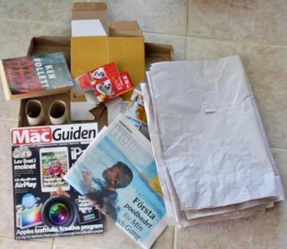 Papper, wellpapp, tidningar, pocketböcker och förpackningar.