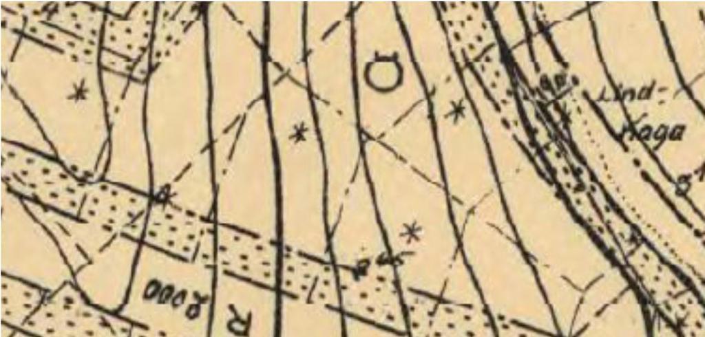 41(53) Bild 2 Töre 9:45 i berörd del av detaljplan 25-TÖR-938 från 1937. Berört området ligger till höger om den röda linjen.