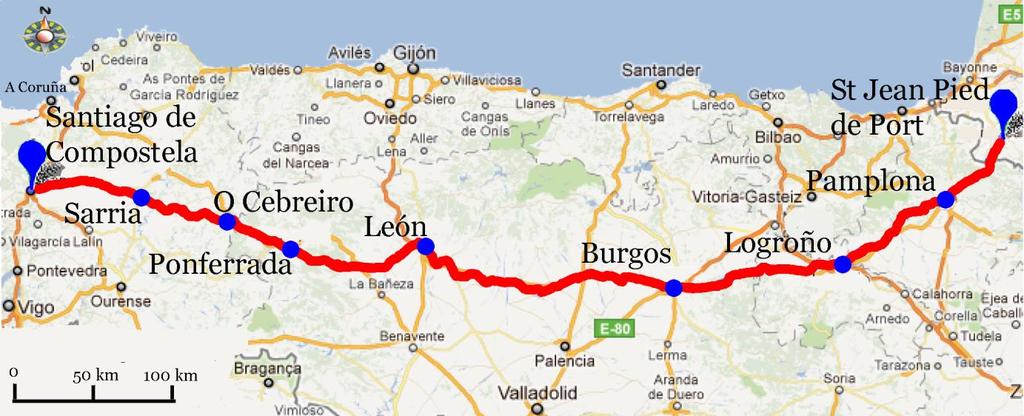 Den franska vägen, Internationell grupp Sarria Santiago de Compostela, 6 nätter 8(8) Franska vägen/camino Francés Camino Frances är den mest populära av alla leder till Santiago de Compostela.