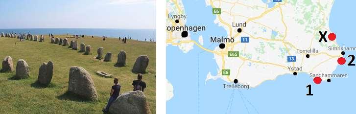8 23 60 87 FRÅGA 2: Natur i Skåne / Geografi VUEN: Var på kartan är man om man besöker