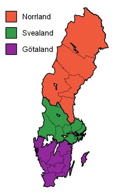 4. Landsdelar I detta kapitel redovisas de tre landsdelarna, Götaland, Svealand och Norrland, med avseende på folkmängd, ålders- och könsfördelning, utbildningsnivå, födelselandsgrupp, inrikes