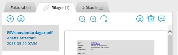 Markera bilagan genom att klicka på länken till bilagan.. Klicka på soptunnan.