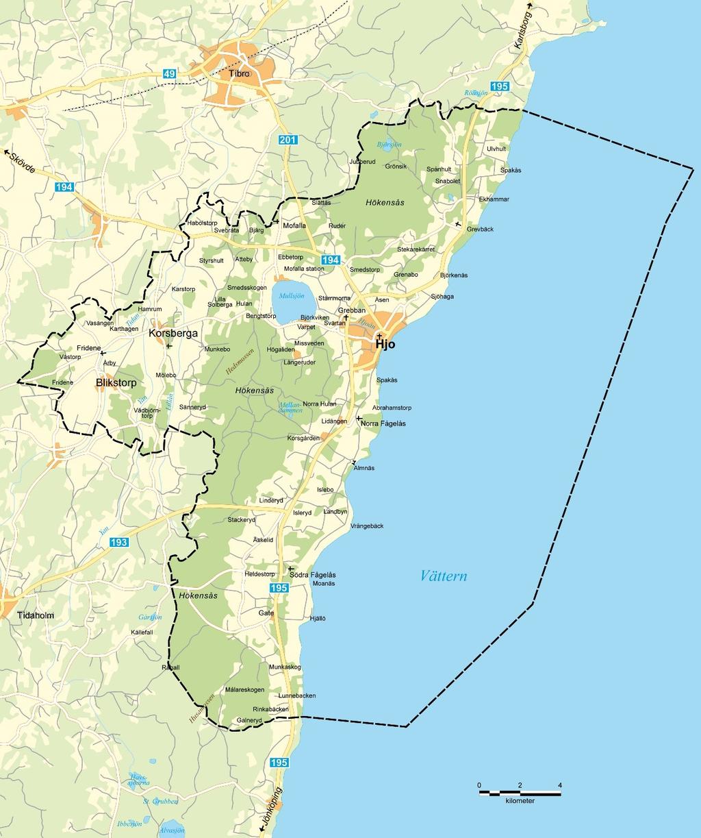 8(28) Nulägesbeskrivning och marknadsförutsättningar Hjo är en liten kommun med en välbevarad och vacker stadskärna, belägen i östra delen av Västra Götalandsregionen, alldeles vid Vättern.