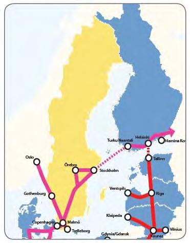 5 2.3 Gränsöverskridande samverkan TEN-T Den Nordiska Triangeln är EU:s särskilt utpekade transportstråk i Norden.