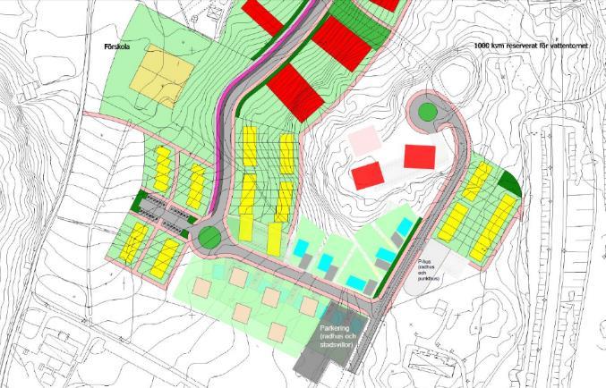 1B. För östra delen av planområdet föreslås husplaceringar enligt figur 1B.