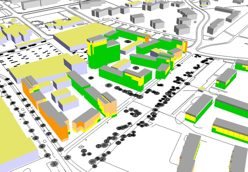 KV FLODHÄSTEN, KALMAR Situation utbyggnad med trafik år 2030 Dygnsekvivalent ljudnivåer vid fasad ÖVRIGT Kartan visar ljudnivåerna exklusive fasadreflexer.