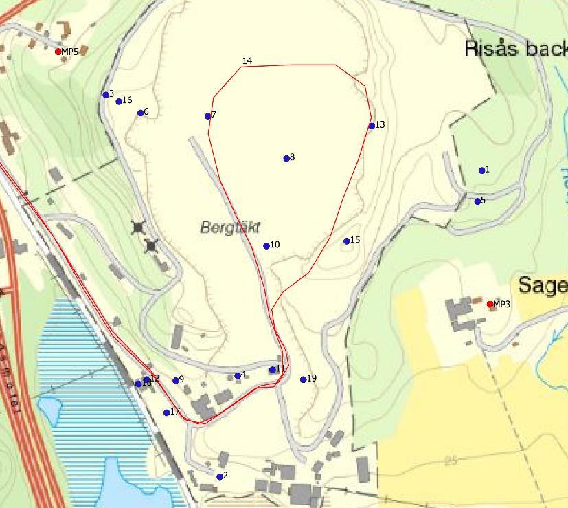 Figur 29. Antagna källplaceringar för definierat brytskede 2, borrplacering 2a.