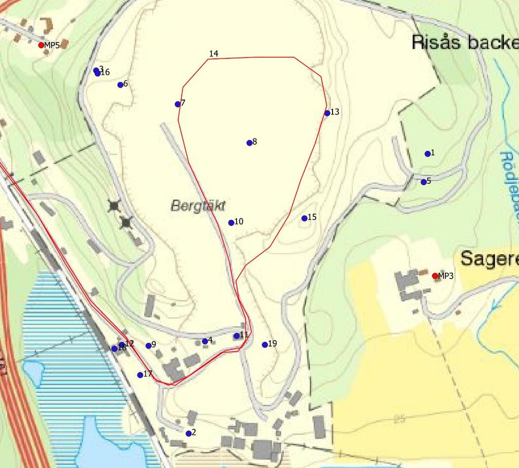 Figur 32. Antagna källplaceringar för definierat brytskede 3, borrplacering 3a.