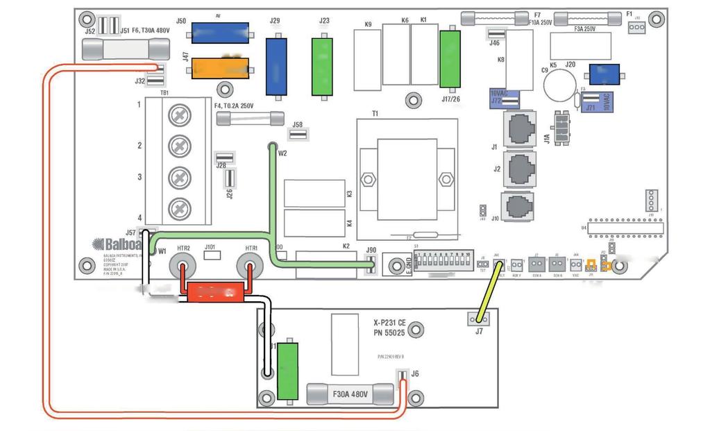 Kopplingskonfiguration och DIP-inställningar Inställning 2 230 V Pump 1, 2 hastigheter 230 V Ozon 230 V AV (Stereo) 230 V Pump 2, 1 hastighet 230 V Cirk.