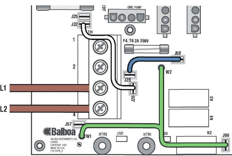 Alternativ till elektrisk servicekonfiguration System med endast PCB Rev B Enfas, IT elektriskt system (ingen neutral) Fas - nätspänning är 230 VAC (1 x 16 A eller 1 x 32 A) 3 kablar (2 faser + 1