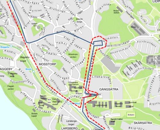 33(98) Linje 921 Servicehuset Tor Käppala Linjen övervägs att läggas om från Högsätra mot Servicehuset Tor via Mosstorpsvägen istället för Södra Kungsvägen eftersom linjen endast passerar hållplats