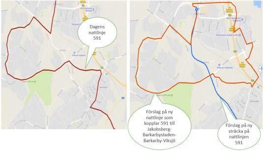 56(98) Barkarbystaden är en snabbt växande stadsdel som med detta förslag får nattlinje vilket också ökar resandet på linjen.