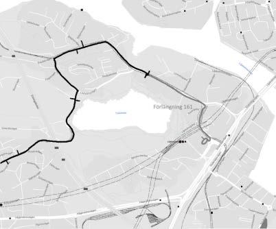 60(98) Linje 161 Gröndal Bagarmossen Alternativ 1 De turer som går till och från Gröndal övervägs att förlängas till Liljeholmen.