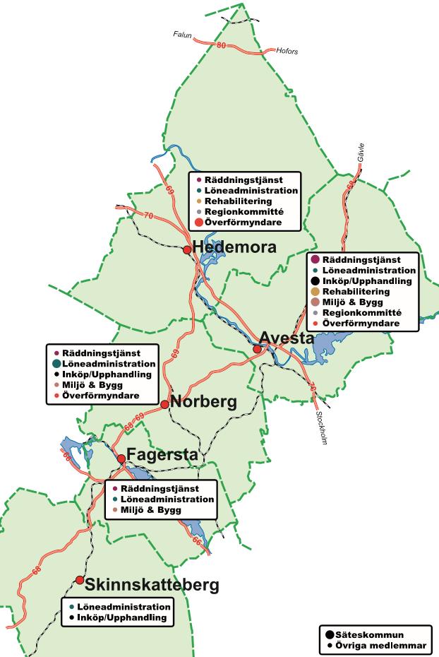 verkan sker via kommunalförbund, gemensamma nämnder, civilrättsliga avtal eller via kommunfullmäktigebeslut.