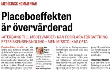 Äldre randomiserade men oblindade studier har visat en svag till måttlig effekt mot smärta i höften [2], men en senare stor pragmatisk randomiserad studie visar svaga och