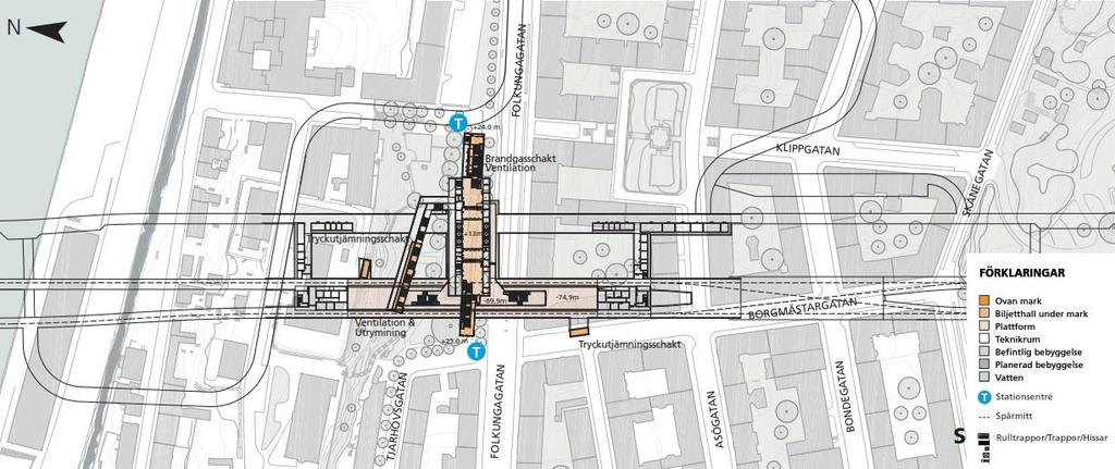 5 Områdesbeskrivning För luftkvaliteten är det viktigt att ventilationstornen inte placeras i omedelbar närhet av luftintag till bostäder, skolor eller vårdinrättningar.