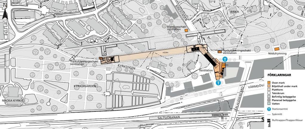 ventilationsförhållanden, vilket skulle kunna föranleda högre partikelhalter. Det torde dock inte leda till överskridande av miljökvalitetsnormer. 5.4 Station Järla Figur 4.