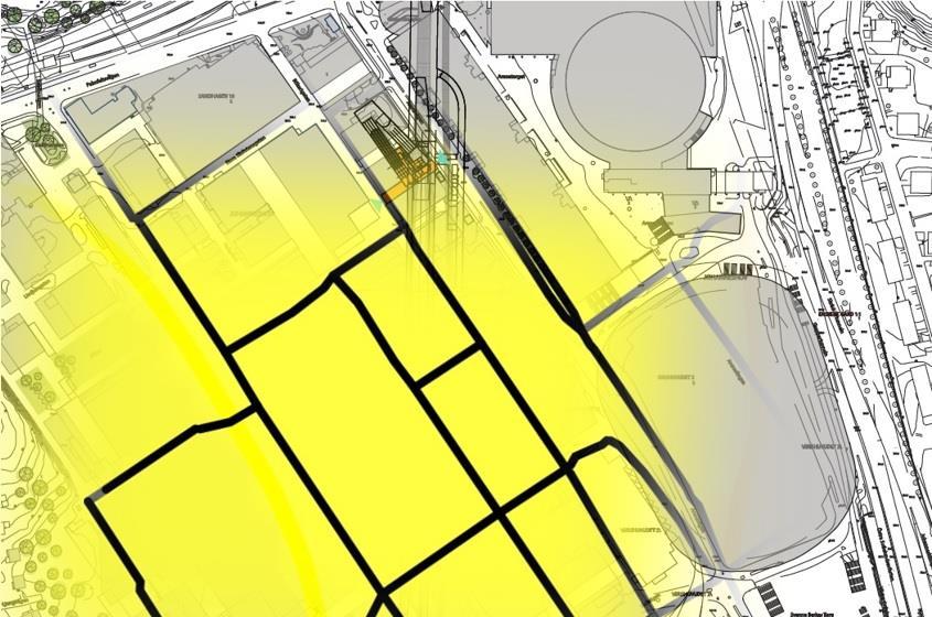 Ny station i Slakthusområdet Stationsentré Stationsentréer Figur 16. Översikt över föreslagen placering av stationen Slakthuset och partikelhalten som dygnsmedelvärde.