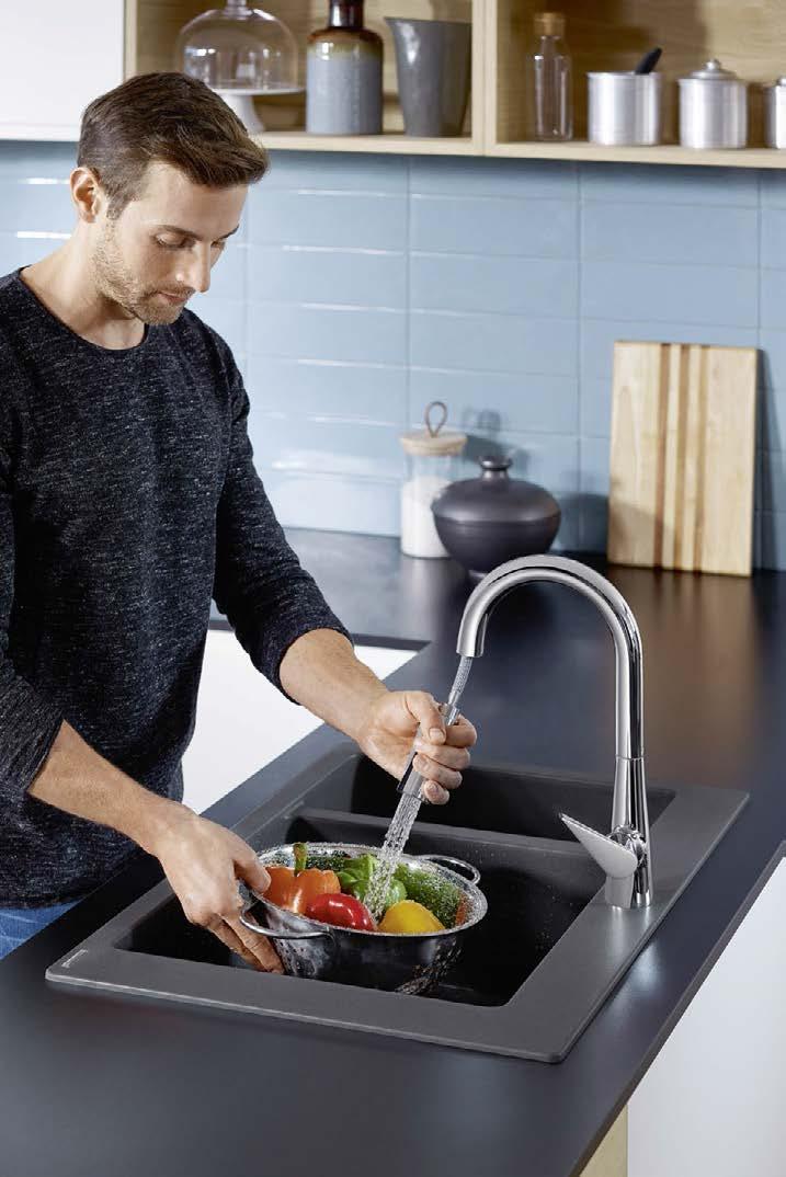 56 hansgrohe Köksblandare hansgrohe Köksblandare Vår framgångsrecept för mer komfort i köket Kökets hjärta slår där vattnet rinner.