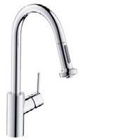 hansgrohe Köksblandare 59 Metris Metris 1-grepps köksblandare 320 med utdragbar handdusch, med två stråler # 14820, -000, -800 Metris Select 1-grepps köksblandare 320 med utdragbar pip # 14884, -000,