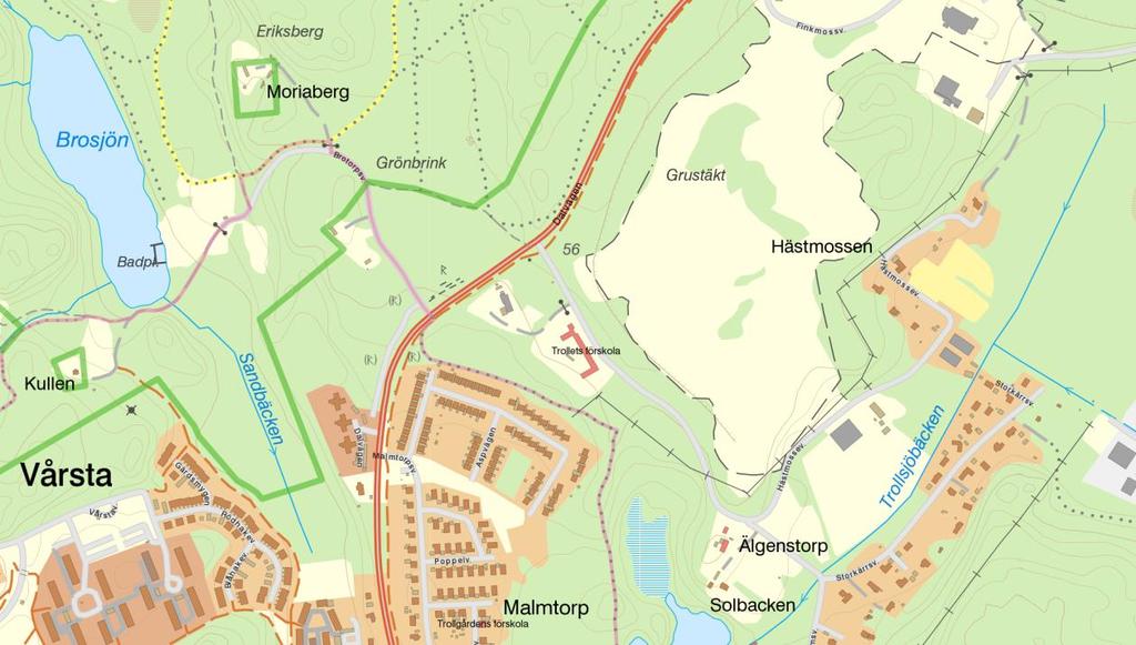 Förutsättningar Planområdet ligger i norra Vårsta, Botkyrka kommun och är ca 3,5 ha stort. Vårsta ligger ca 4 km söder om Tumba längs väg 226.