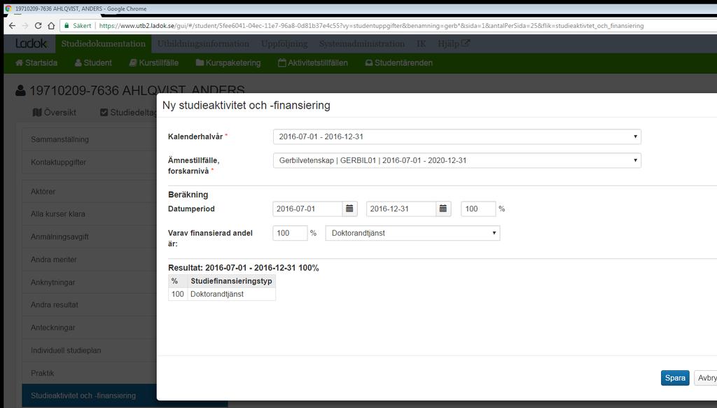 Total finansiering ska alltid summera till