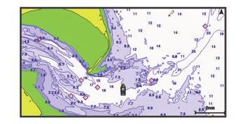 Data inkluderar bojar, fyrar, kablar, djup, marinor och tidvattenstationer i en översiktsvy. Fiskekort: Ger en detaljerad vy av bottenkonturerna och djupen på sjökortet.