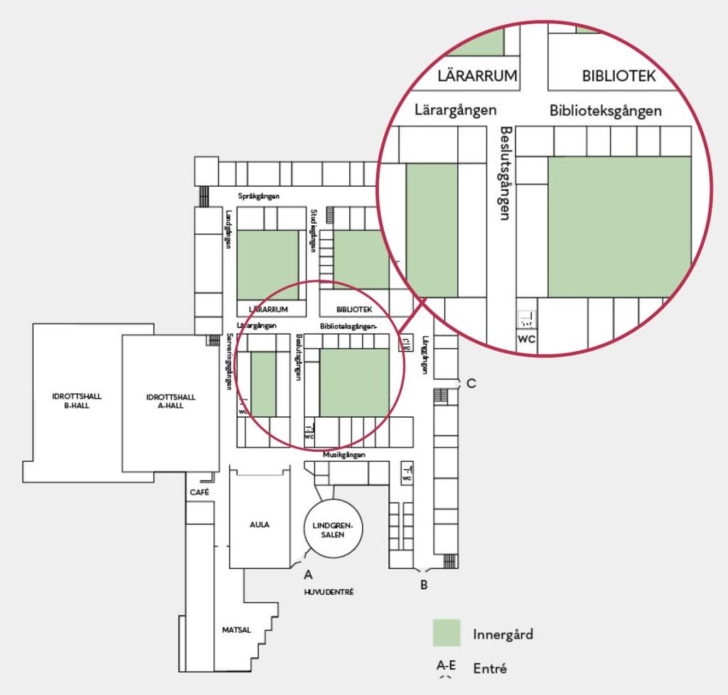 5.2 Designförslag Konceptet Transparens och variation gestaltas genom ett designförslag på en begränsad del av entréplan som jag valt att kalla infopunkten.