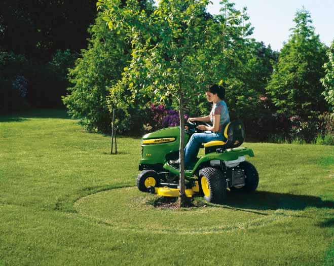 40 Trädgårdstraktor Select Series X300-serien En noggrann klippning ner till det finaste grässtrå Lättmanövrerad även i de trängsta utrymmen. Extremt kraftfulla motorer med enastående bränsleekonomi.