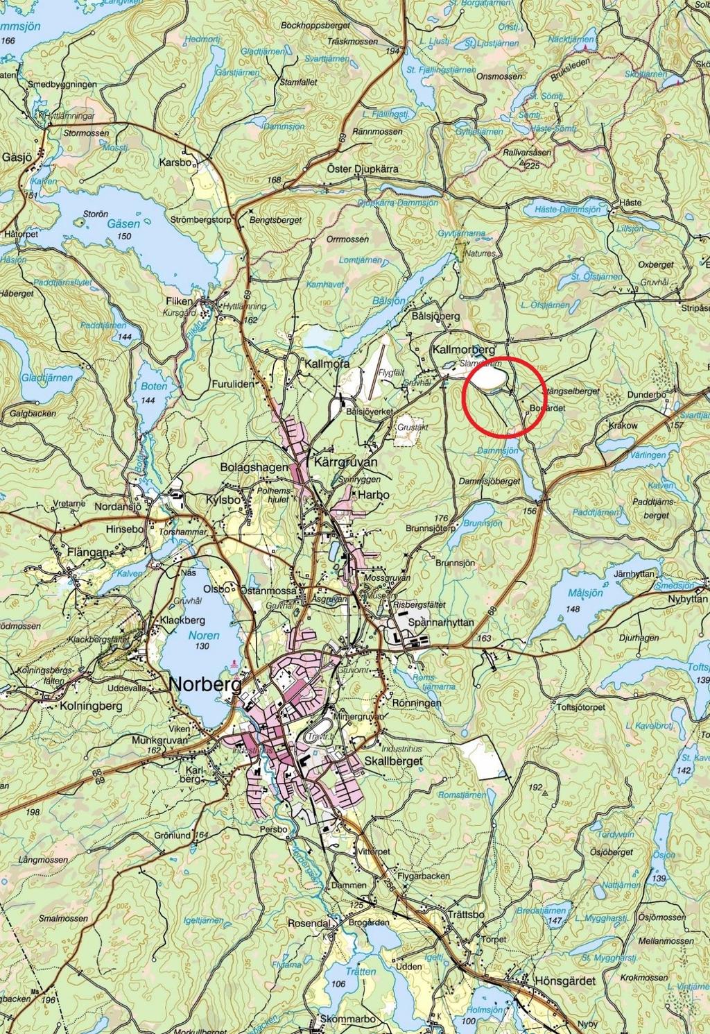 Figur 1. Utdrag ur digitala terrängkartan.