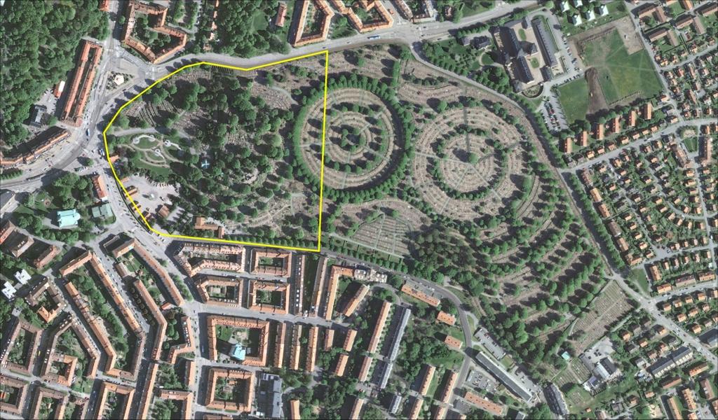 Bilaga 1 inventerade områden Östra kyrkogården Värde: 0 Inom kyrkogården finns ett stort antal grova träd, framför allt lind och en del bok men också enstaka individer av bl.a. ek och alm.