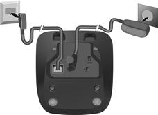 Ansluta basstationen Anslut först nätadaptern 1. Därefter ansluter du telefonkontakten 2 och placerar kablarna i kabelkanalerna. Obs!