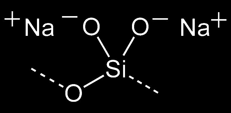 Förklaring: Natriumsilikat, såsom alla silikater, är gjort av kisel (Si) och syre (O). Bortsett från detta, innehåller den också natrium (Na ), en alkalisk metall. Bild 1.