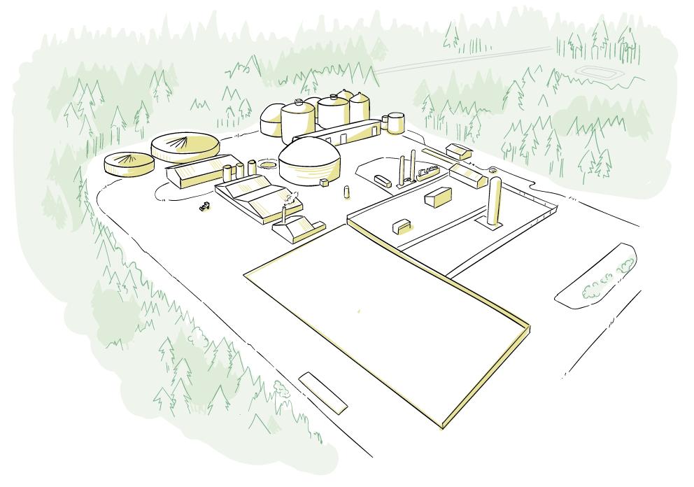 Lidköping Biogas Illustration på möjlig utformning av den planerade anläggningen.