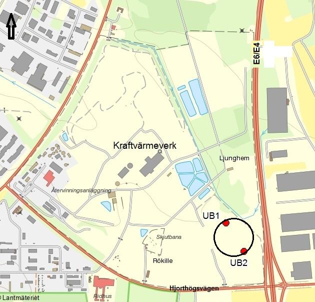 Testområdet 2 st undersökningborrningar 120 m, 139,7/115 mm (HP) Kollektor 40 mm slät, enkellindad (HP) Grouting, Muovitherm (HP) Kaxundersökning (Sweco)