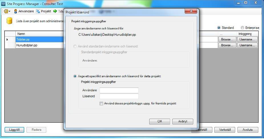 detta projekt om Site Progress Manager har tillgång till projektet och dess generella