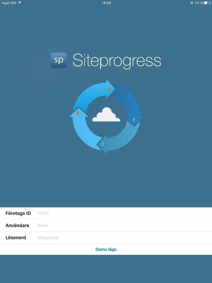 2. Site Progress 2.1 Starta applikationen i den mobila enheten I.