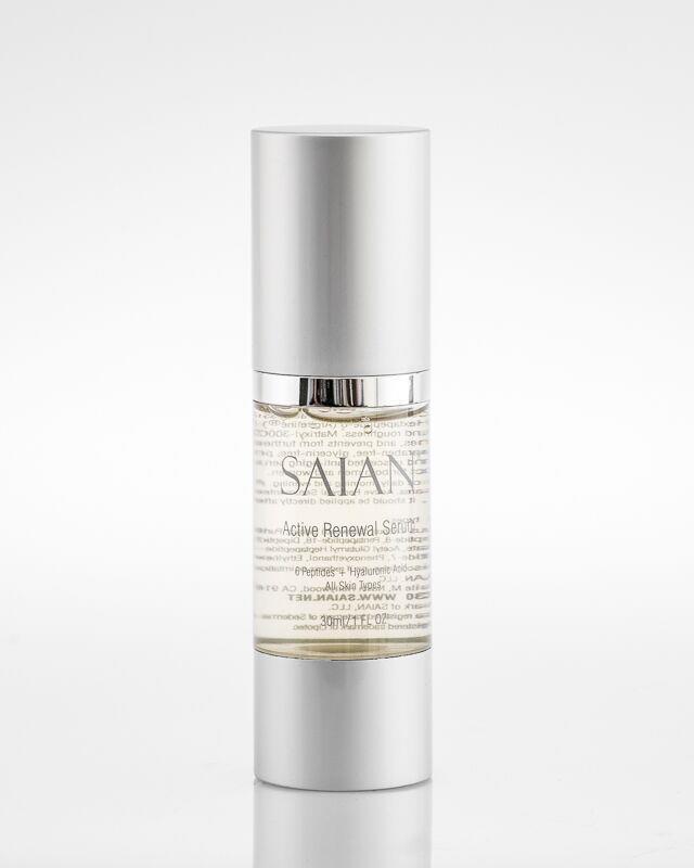 För alla hud typer Hyaluronsyra + 6 peptider Produktbeskrivning: SAIAN Active Renewal Serum innehåller hyaluronsyra, mineralrika algextrakt och sex av de mest potenta peptider tillgängliga på