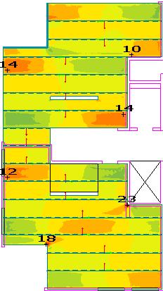 M x M y M xy y x Figur 6.2: Resultat av moment runt y- och x-axeln samt vridmoment i angiven ordning [knm/m]. Man kan tydligt se i figur 6.