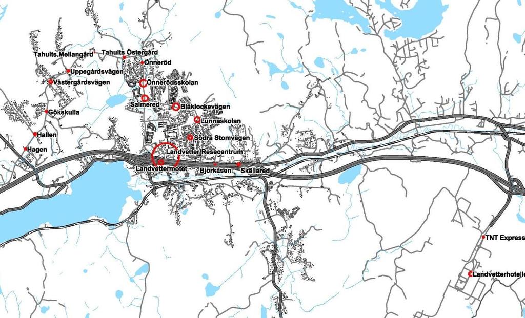 7.1 Påstigande per hållplats Antalet påstigande under en genomsnittlig dag domineras helt av Landvetter Resecentrum med över 1 600 påstigande.