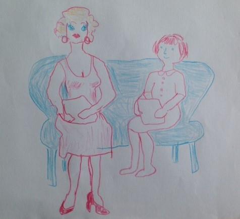 Illustration av en berättelse: På helgerna besökte jag ofta min far och hans nya vackra fru.