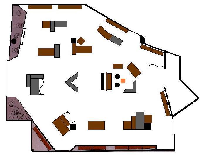 9.4 Bilaga 4 Planritning på butiken Denna planritning representerar butiken och dess utseende som det var vid vår observation inne på Peak Performance 2012-04-25. Butikens entré är till vänster.
